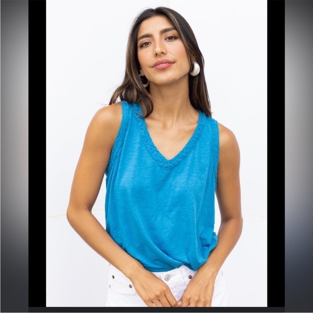 NEW Michael Stars Dina Mix V-neck Tank Pacific size 3X